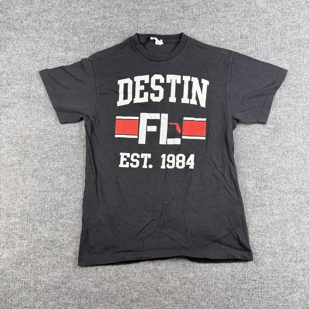 Destin Florida Shirt Mens Medium Black Delta Pro Weight Beach Graphic Tee 1984